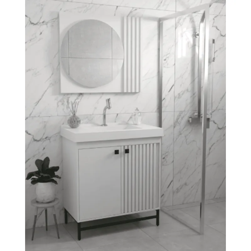 Gabinete illinois 80 x 45 cm branco com pé preto