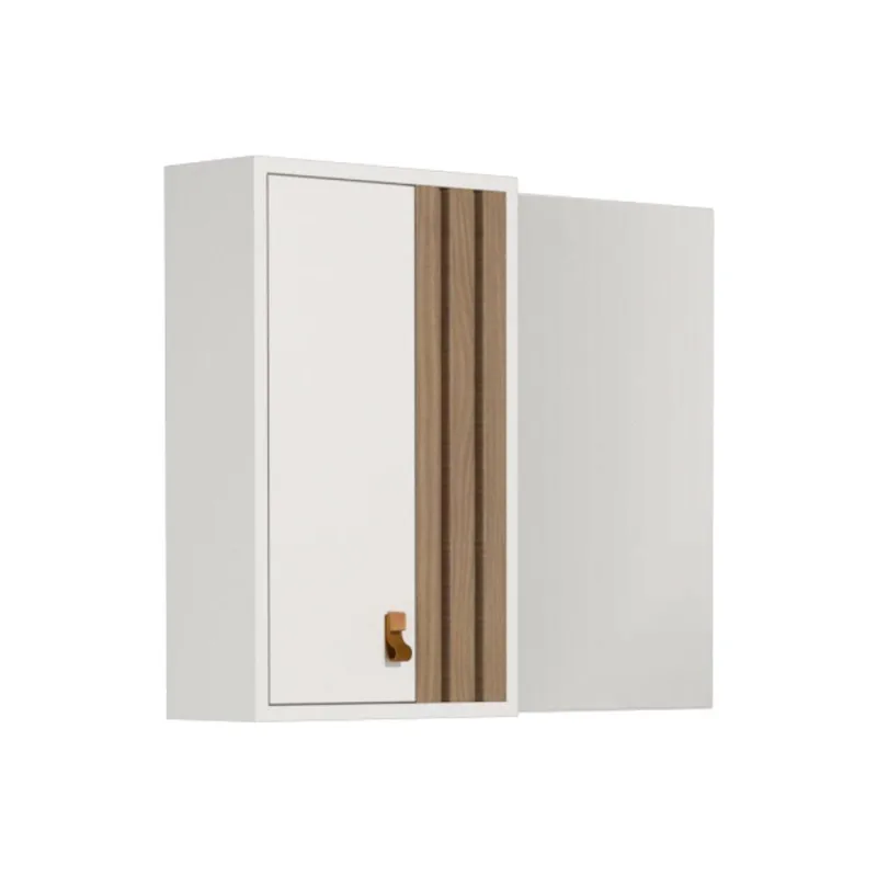 Espelheira Ariel 80cm Com Detalhe Ripado Branco/jequitibá - Venturi - Tablets, Ipads E E-readers