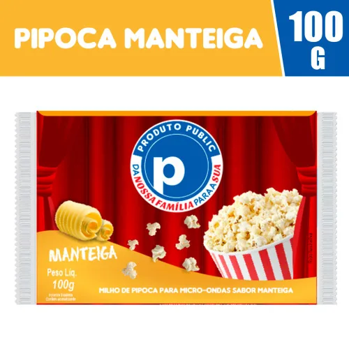 Pipoca De Microondas Manteiga 100g Public - PUBLIC - Mercearia