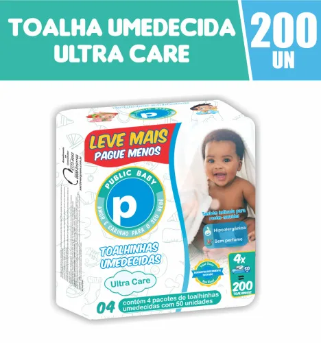 Toalha Umed Public Baby Ultra Care C/200 Lv Pg  - PUBLIC - Higiene E Beleza