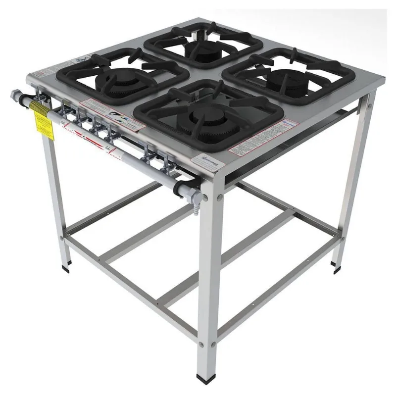 Fogão Industrial Inox Gastromaq 4 Bocas Encosto Mista FGI304EM
