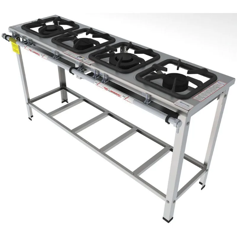 Fogão Industrial Inox Gastromaq 4 Bocas Linha Mista FGI304LM