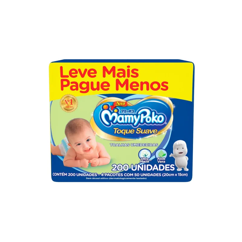 Toalhas Umedecidas MamyPoko Toque Suave 200 Unidades Leve mais por Menos - Mamypoko - Mamães E Bebês