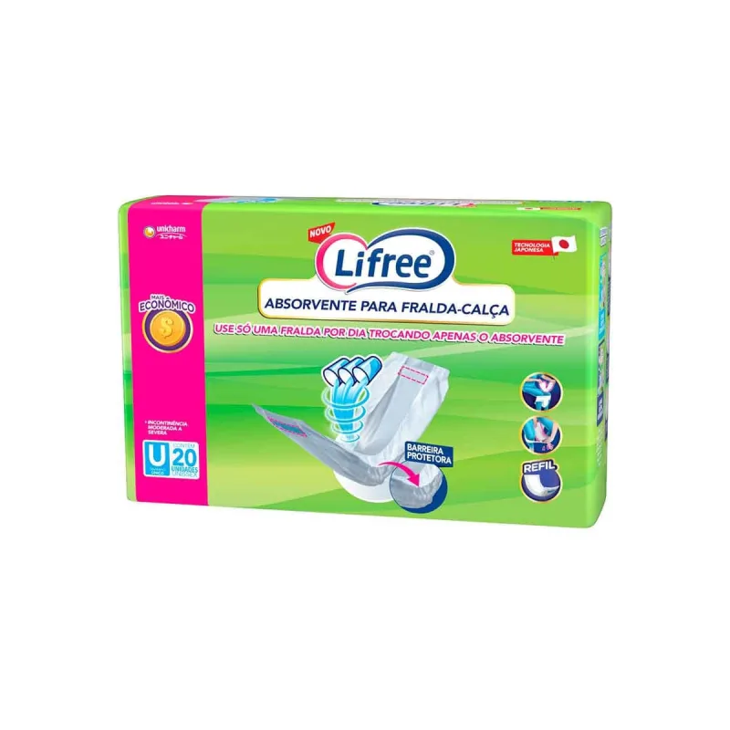 Absorvente Refil para Fralda-Calça Lifree 20 Unidades - lifree - Saúde E Cuidados Pessoais