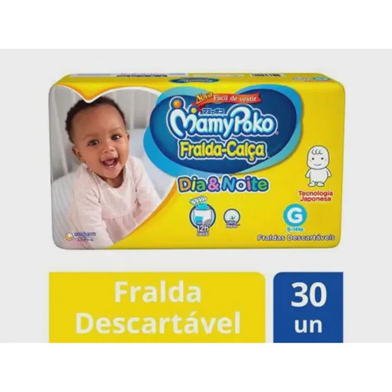 Fralda calca mamypoko DIA&NOITE G/30un (amarela)