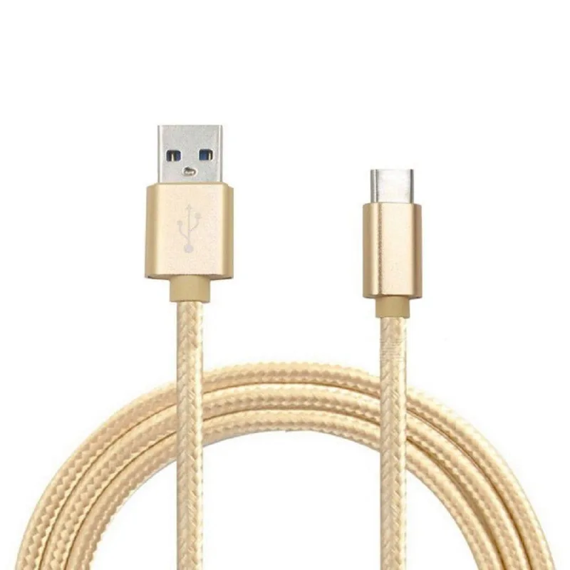 Cabo Carregador para Asus Zenfone 5 5Z Type-C em Nylon Dourado