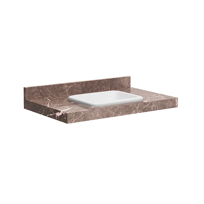 Lavatório de porcelanato com cuba embutida 80cm truffa Blu