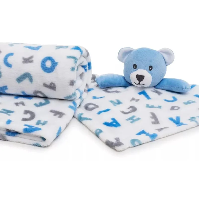 Kit Cobertor E Naninha Pelucia Bebê Super Macio Antialérgico