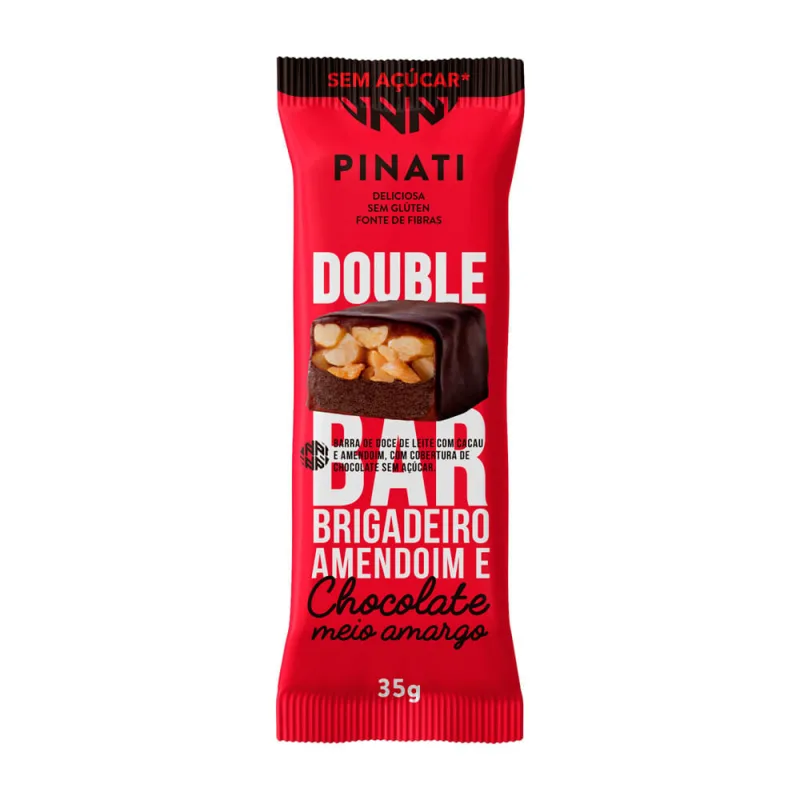 Barra Pinati Double Bar Brigadeiro Amendoim E Chocolate Meio Amargo 35g - Pinati - Mercearia