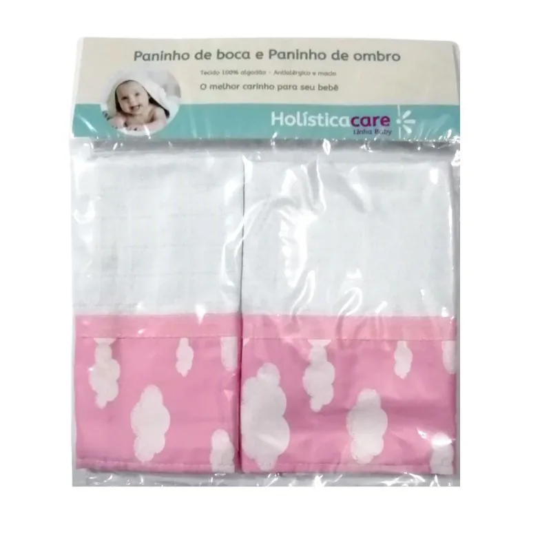Kit Paninho de Boca Bebê Nuvem Rosa
