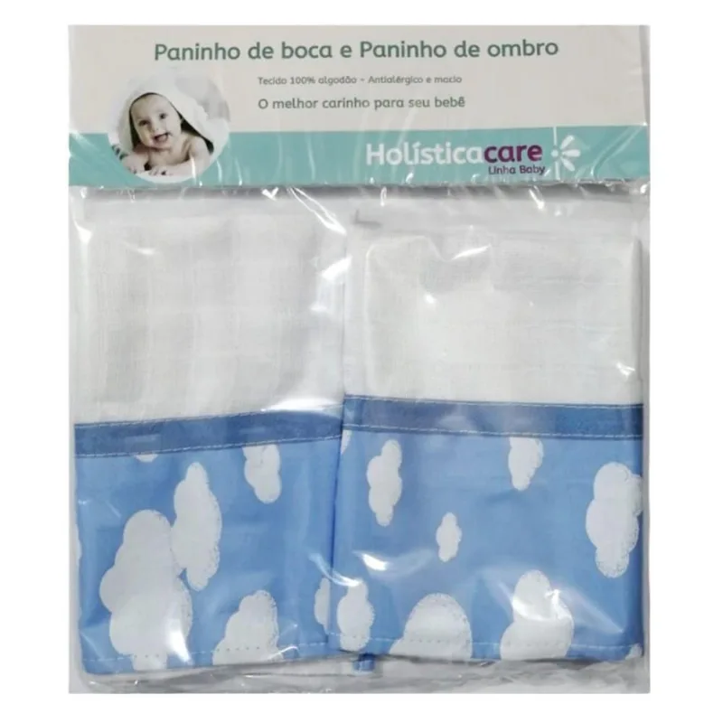 Kit Paninho de Boca Bebê Nuvem Azul