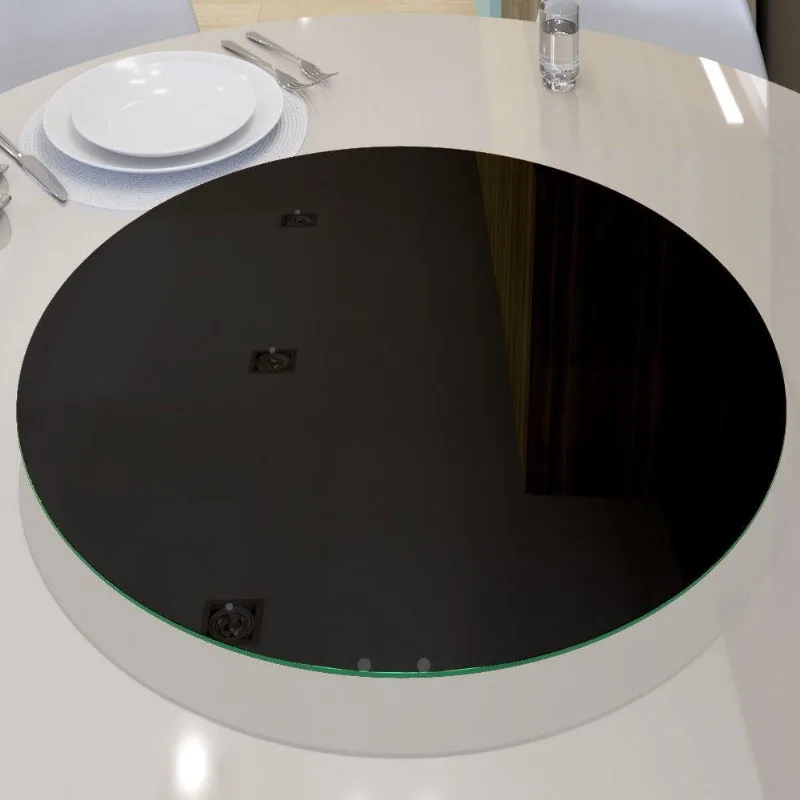 Prato Giratório de Mesa 50cm em Vidro Temperado 8mm Preto