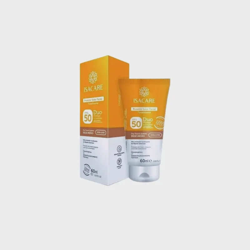 Isacare tonalizante protetor facial bege medio fps 50 60ml