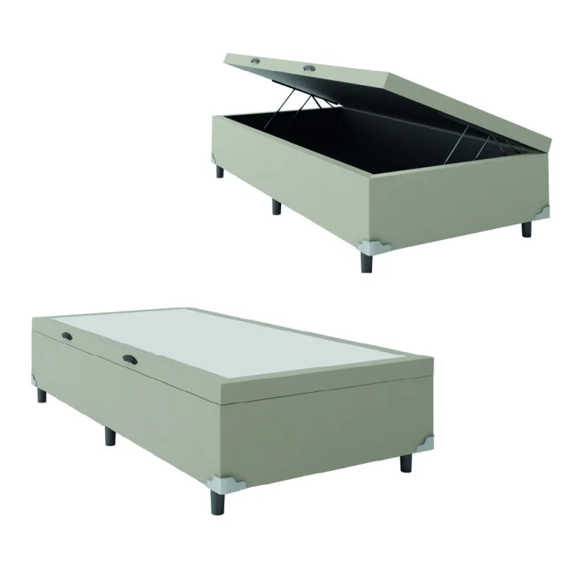 Cama Box com Baú Solteiro 0,88m com 41cm de Altura Prince Bege - Não Disponível - Móveis
