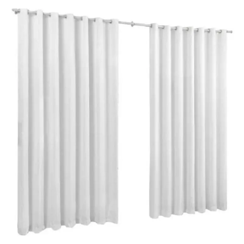 Cortina Microfibra 5,00X2,80 Branco Ilhós Cromado Quadrado
