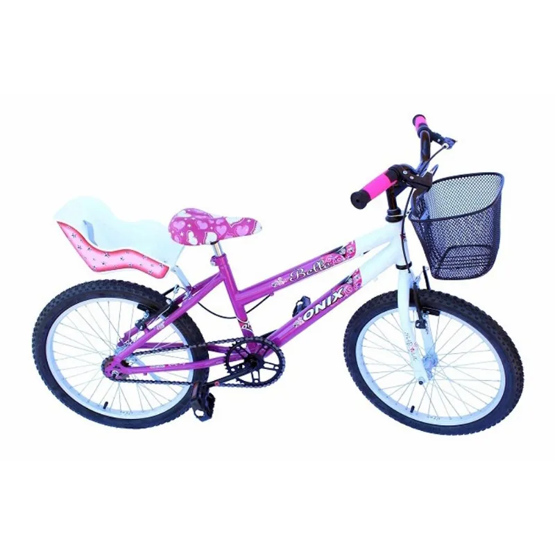 Bicicleta aro 20 fem onix cor pink com cadeirinha