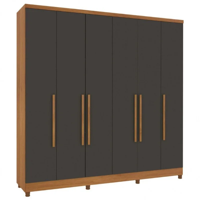 Guarda Roupa Casal Veneza 6 Portas 4 Gavetas Tcil Móveis Cinamomo Grafite