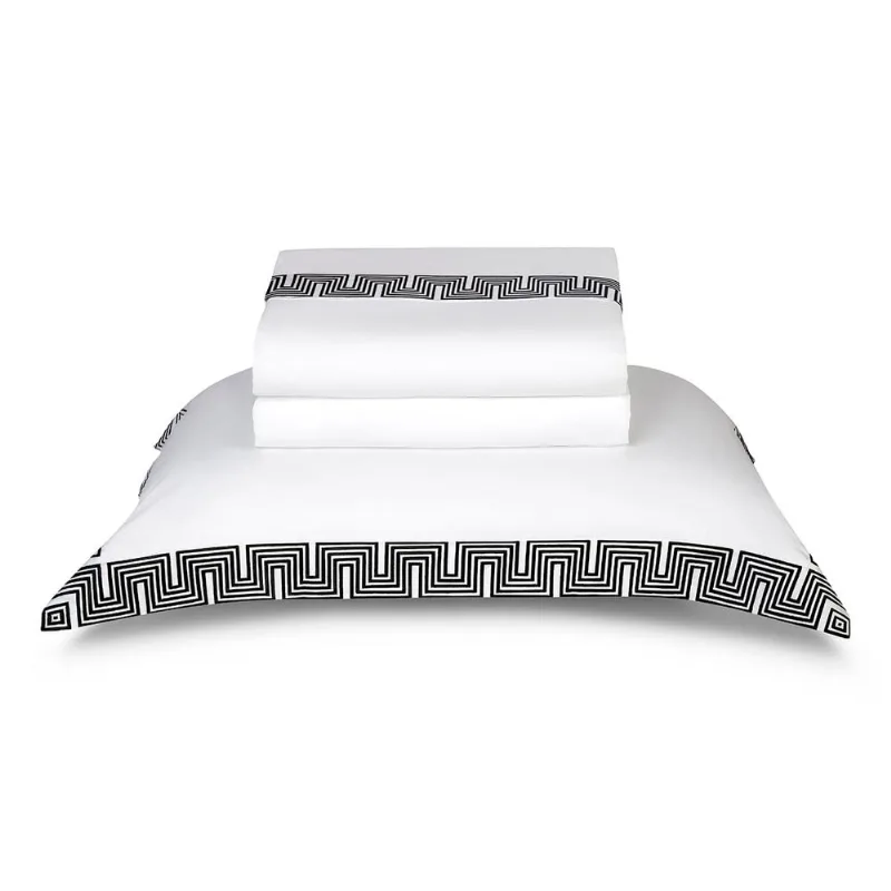 Jogo De Cama King Bordado The Skyline Preto E Branco 300 Fios 2,60x2,80- 4 Peças 7898677146298 By The Bed
