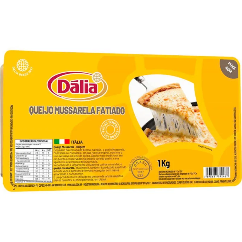 Queijo Mussarela Dália Fatiado 1kg