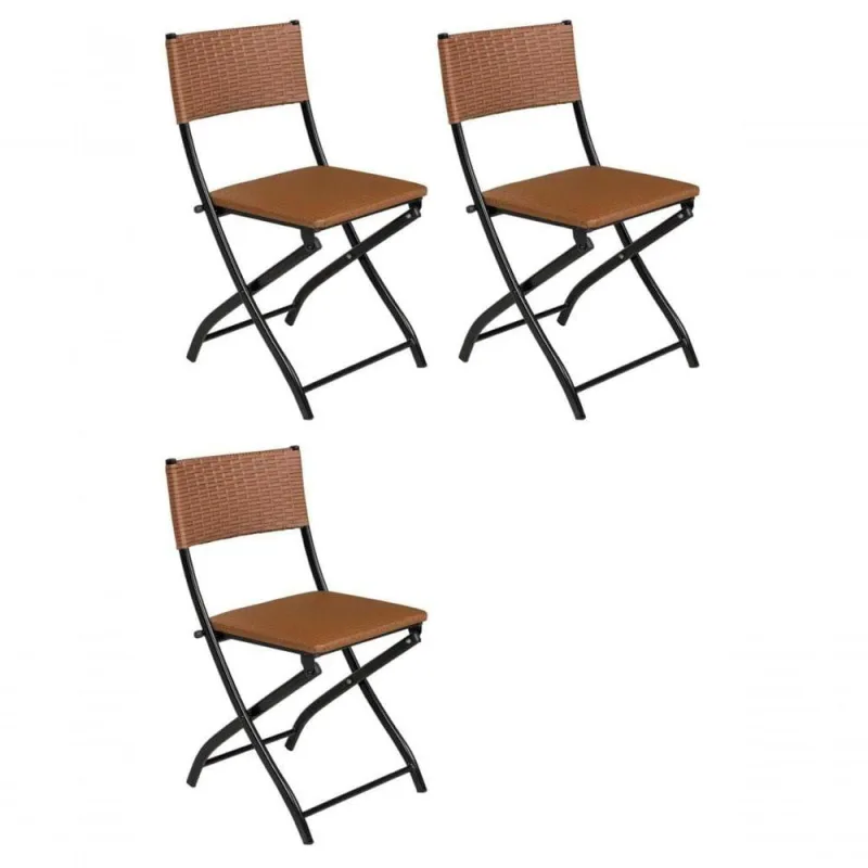 Cadeira Dobravel Bar, Lanchonete Caramelo - Kit 3 Pc - OUTRAS - Móveis