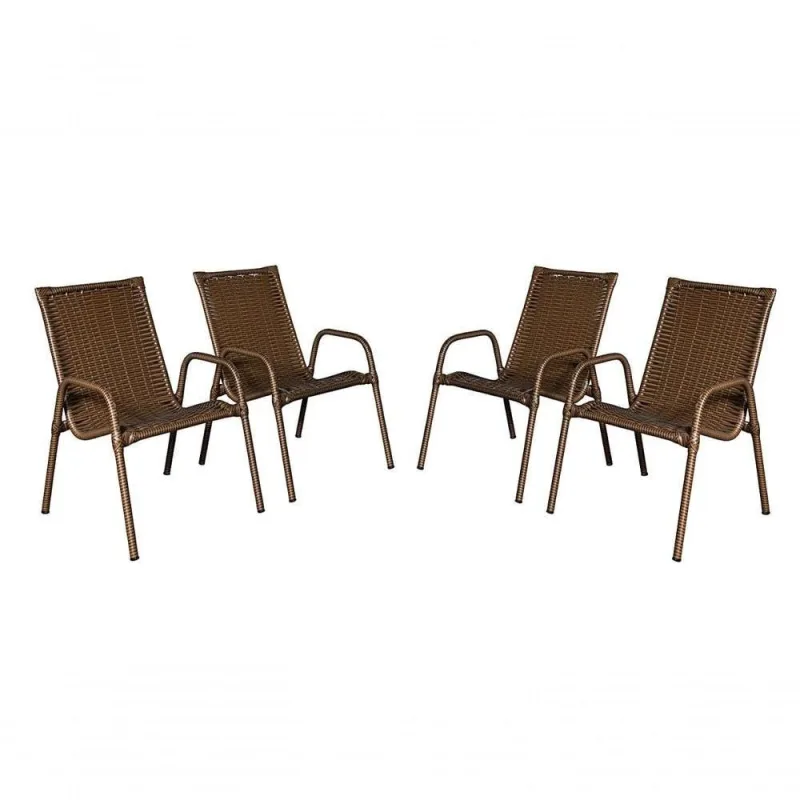 Cadeira Area, Jardim, Quintal Cor Bronze - Kit 4 Peças - OUTRAS - Móveis