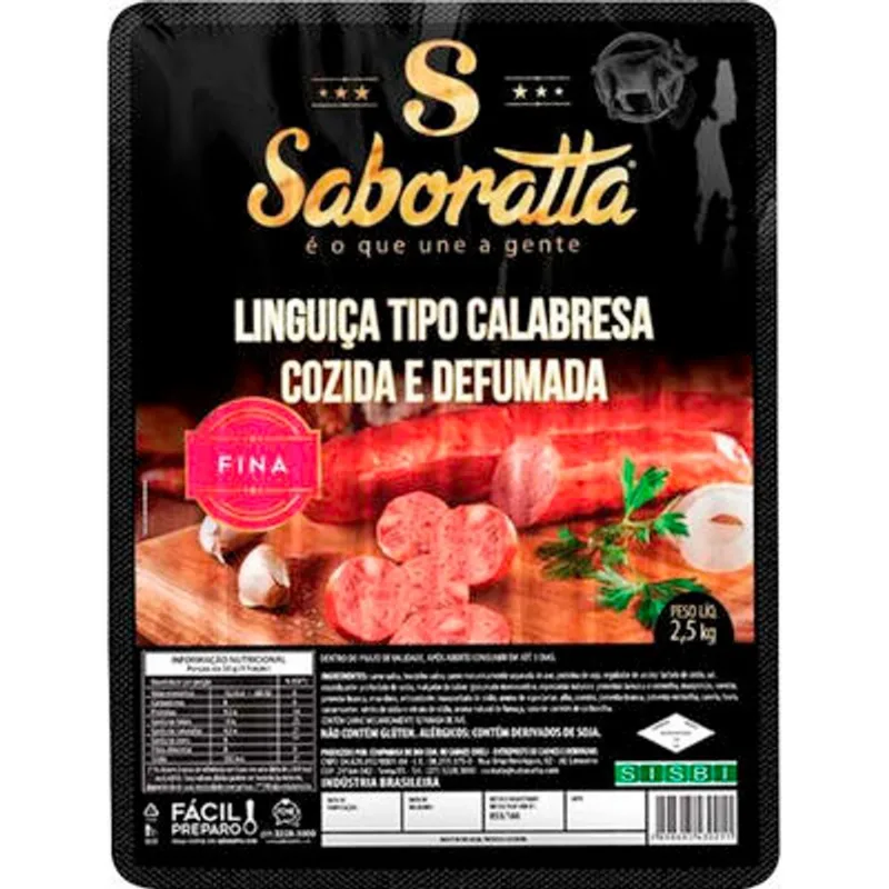 Linguiça Calabresa Fina Saboratta Resfriada 2,5kg