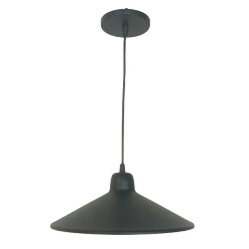 Pendente Chapéu Chinês em Alumínio para 1 Lâmpada E27 Art Line Pendente Chapéu Chinês em Alumínio Preto para 1 Lâmpada E27