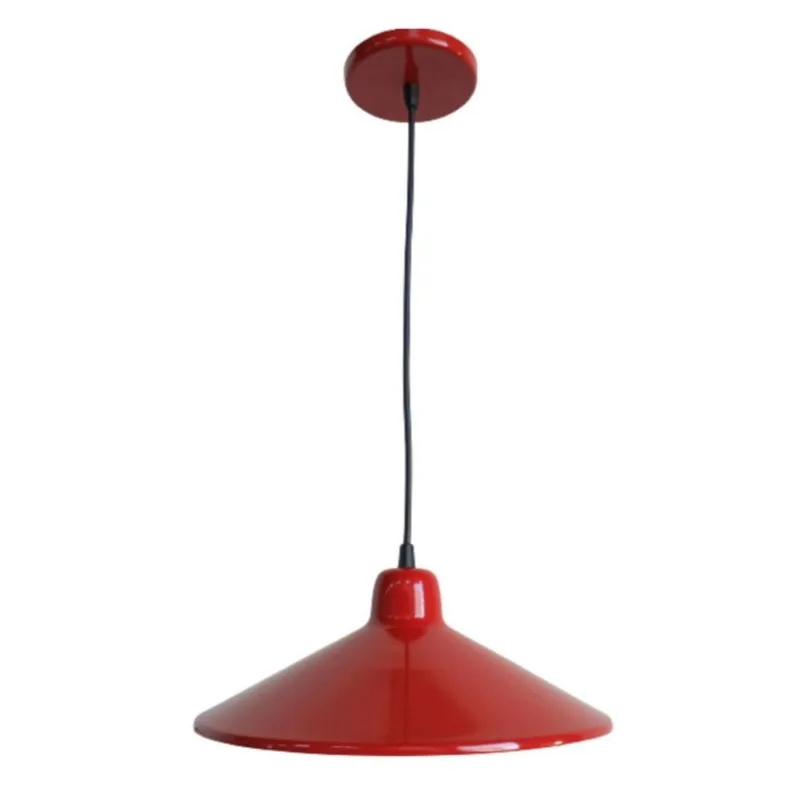 Pendente Chapéu Chinês em Alumínio para 1 Lâmpada E27 Art Line Pendente Chapéu Chinês em Alumínio Vermelho para 1 Lâmpada E27