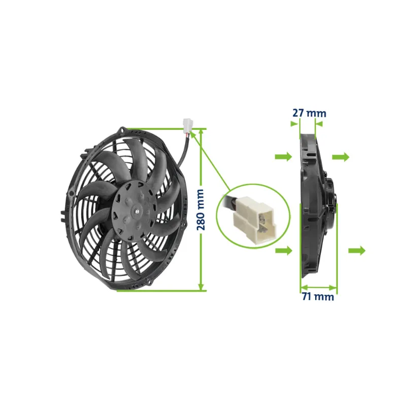 Eletroventilador Axial 12V 10" Universal Aspirante Imobrás