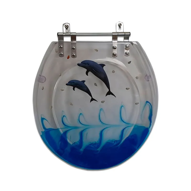Assento Oval Decor Golfinho Azul Poliart