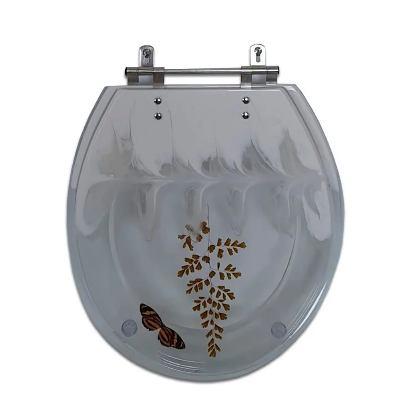 Assento Oval Decor Avenca Com Borboleta Branco Poliart