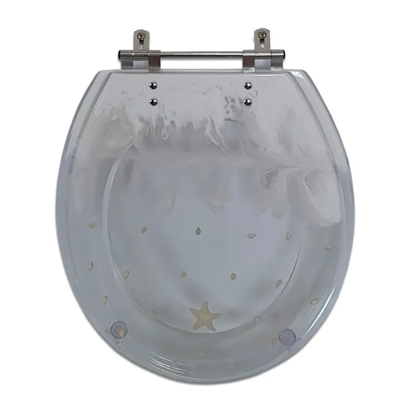 Assento Oval Decor Estrela E Conchas Branco Poliart