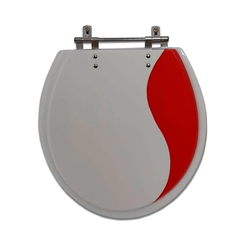 Assento Oval Duo Branco/Vermelho Poliart