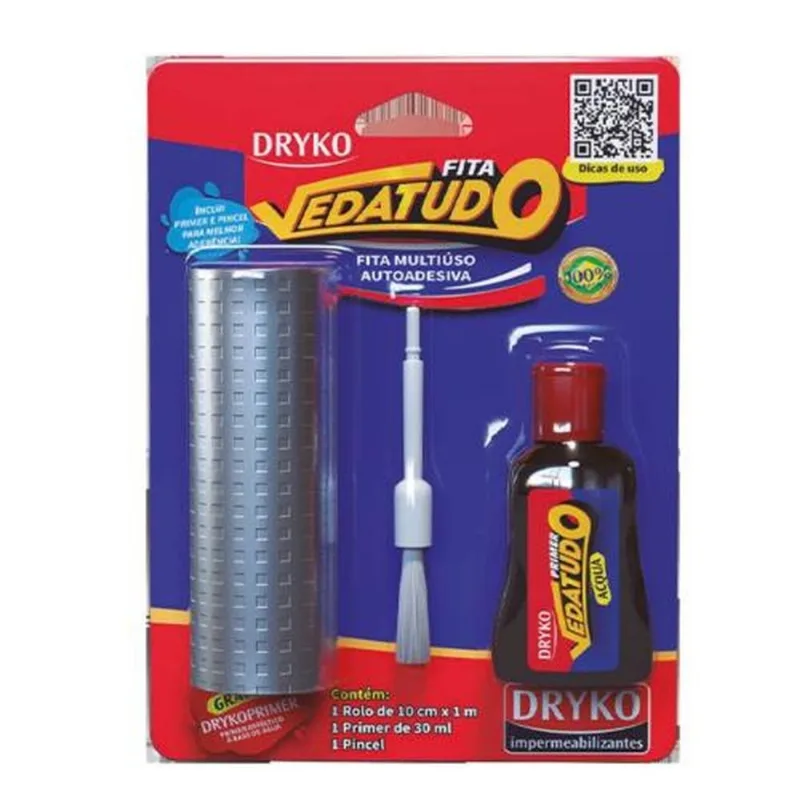 Kit Fita Asfáltica + Primer + Pincel Vedatudo - Dryko