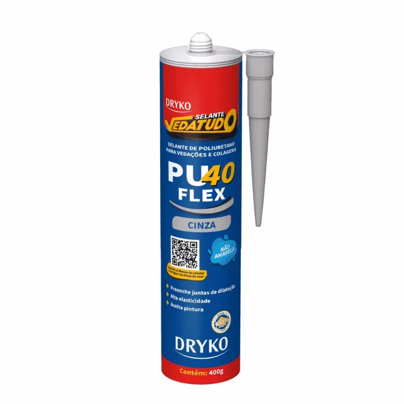 Adesivo PU40 Flex Vedatudo Dryko Cinza 360g