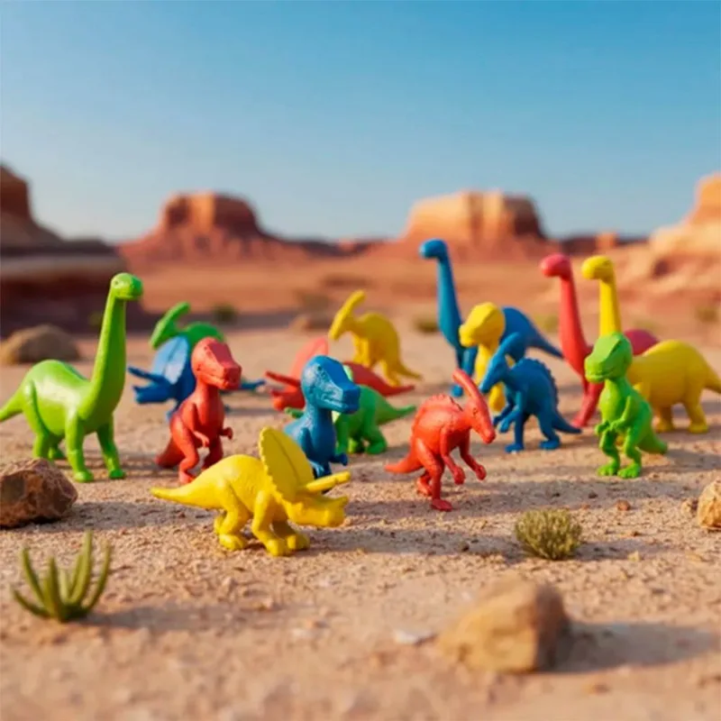 Kit 16 Mini Dinossauros Coloridos Super Dinos Brinquedo Infantil