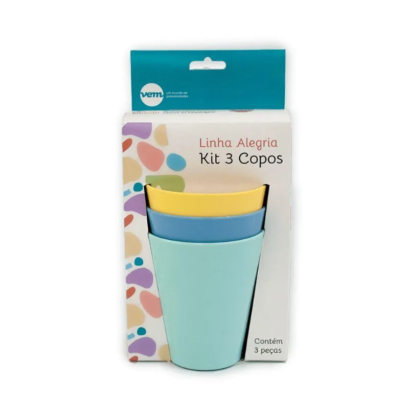 Kit Copo Fresc Vem Verde-azul-amarelo 350ml Pp Linha Alegria