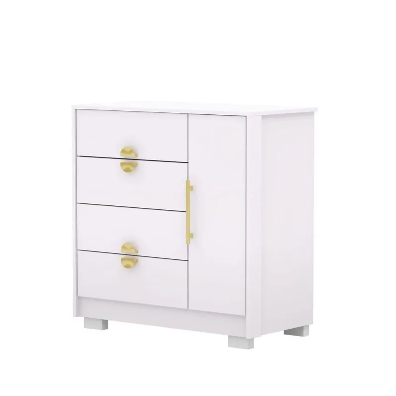 Cômoda Sapateira Ilha Bela 1 Porta 4 Gavetas 93cm Branco para Quarto Organizado - Vila Rica - Bebês