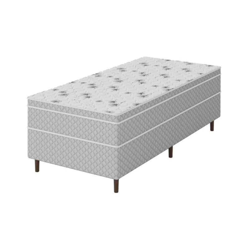 Colchão Box Solteiro Molas Ensacadas Aspen D26 Pillow Top 88x188x44cm Cinza Umaflex