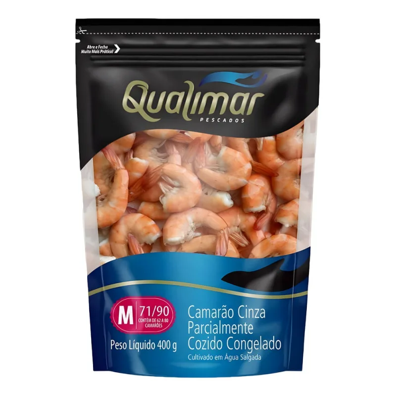 Camarão Qualimar sem Cabeça 71/90 Congelado 400g - Qualimar