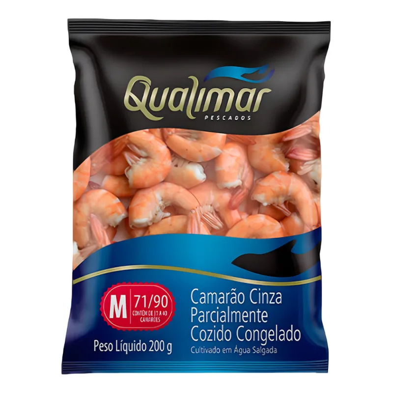 Camarão Cinza Qualimar 31/40 Com Casca Sem Cabeça Congelado 200g - Qualimar