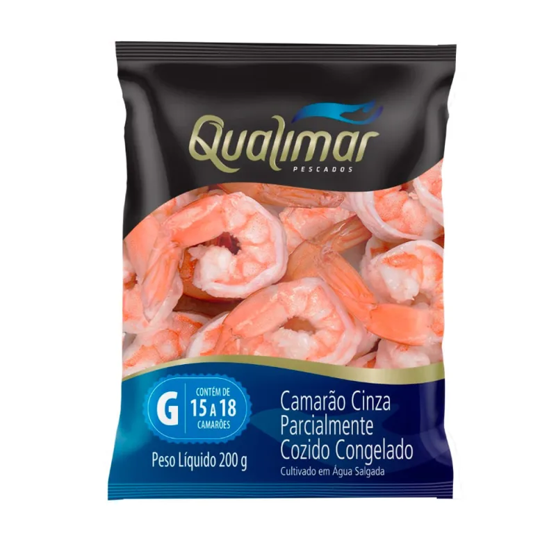 Camarão Cinza Qualimar 15/18 Sem Casca Congelado 200g - Qualimar