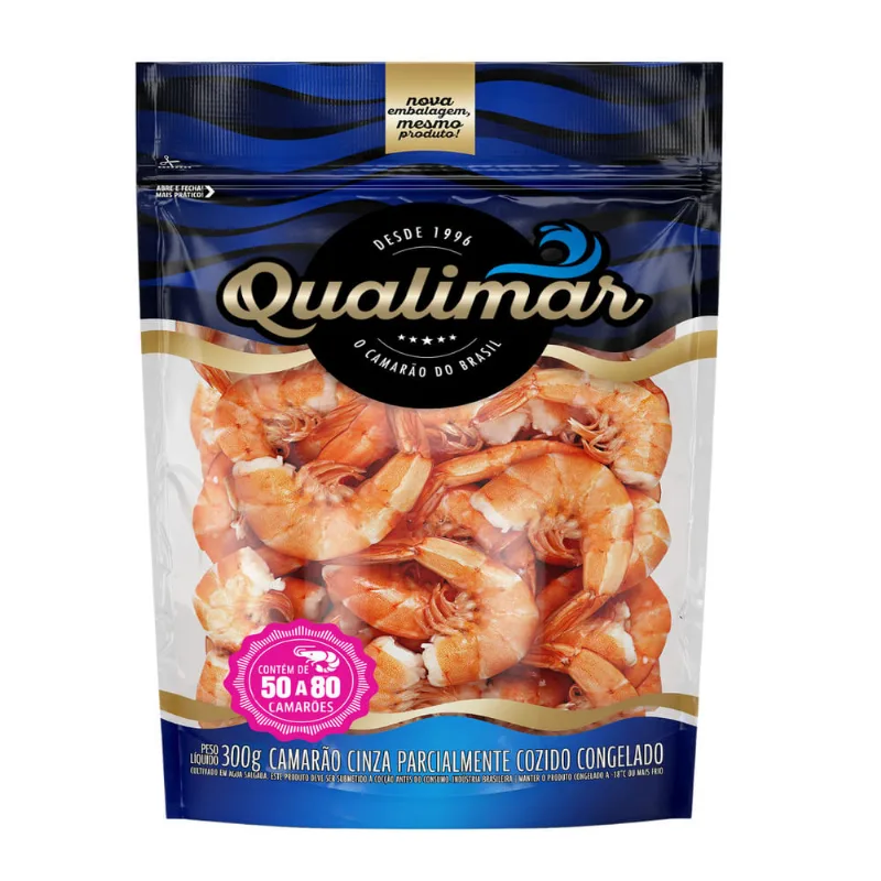 Camarão Cozido 50/80 Qualimar Com Casca Congelado 300g