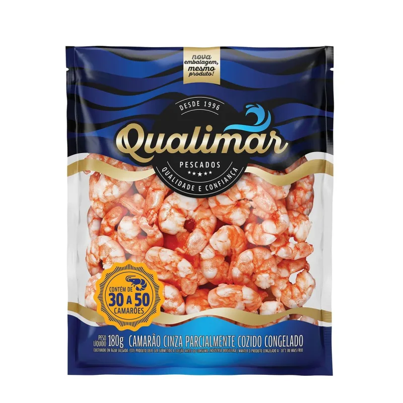 Camarão Qualimar Descascado 30/50 Congelado 180g - Qualimar - Peixaria