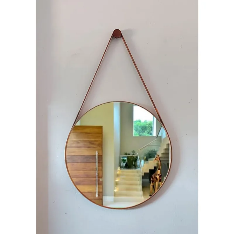 Espelho Redondo 60 Cm Com Suporte - Adnet - Caramelo