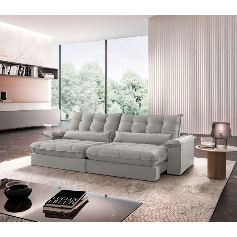 Sofá Classic Linho 02 Módulos 90 Cm B25 Cm Meu Sofá Online A230 Linho Cinza - OUTRAS - Móveis