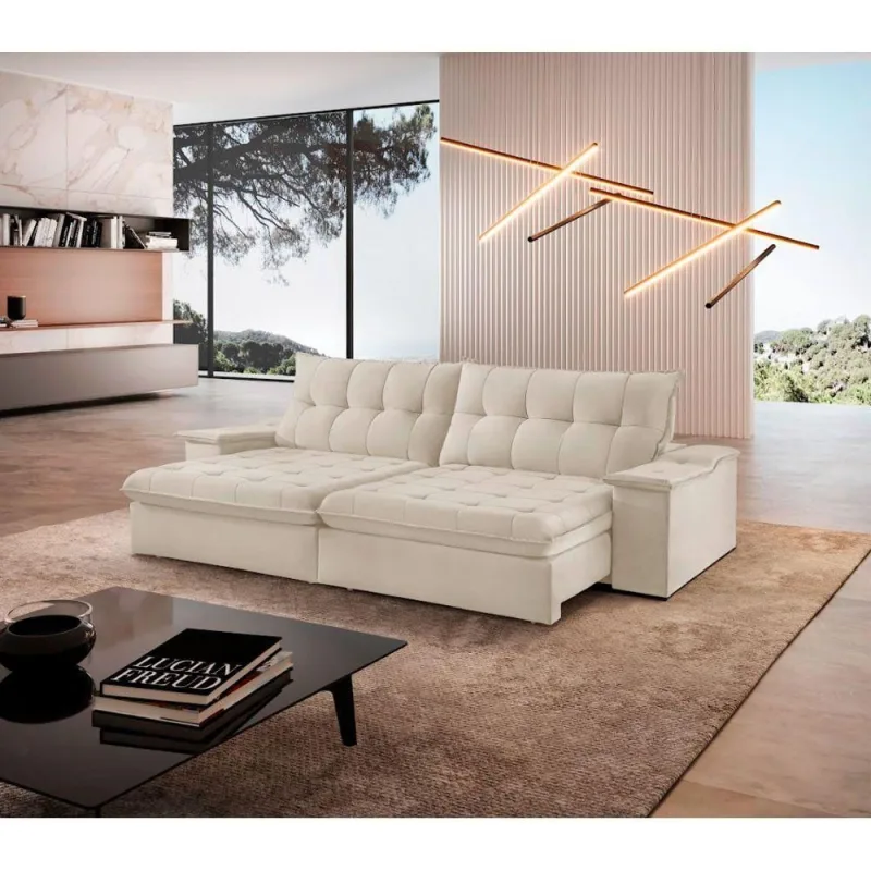 Sofá Lua Linho 02 Módulos 90 Cm B25cm Meu Sofá Online A302 Linho Branco - OUTRAS - Móveis