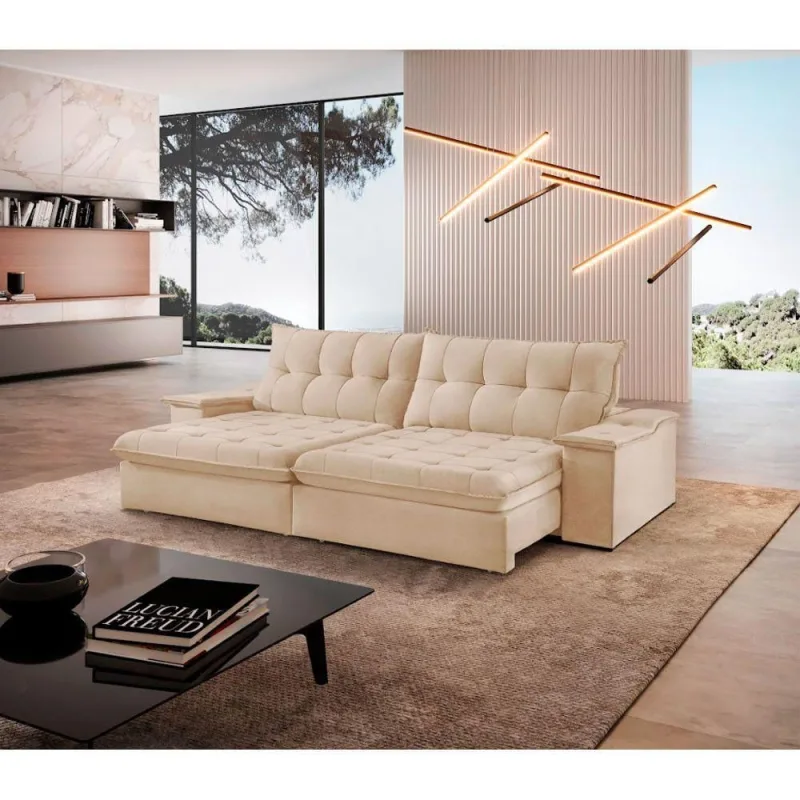 Sofá Lua Linho 02 Módulos 90 Cm B25cm Meu Sofá Online A294 Linho Creme - OUTRAS - Móveis