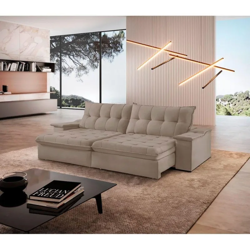 Sofá Lua Veludo 02 Módulos 120 Cm B25cm Meu Sofá Online B002 Veludo Capuccino - OUTRAS - Móveis