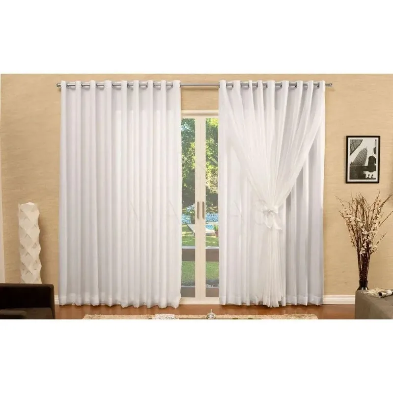 Cortina Voil Branco Forro Microfibra 12 X 2.60 Ilhós Cromado